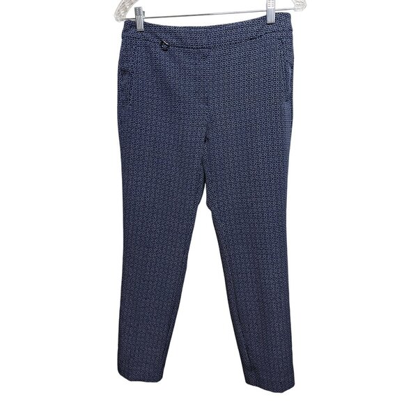 Adrianna Papell Pants Womens Size 6 Small Straight Leg Navy Blue White Work Fall - Picture 1 of 13